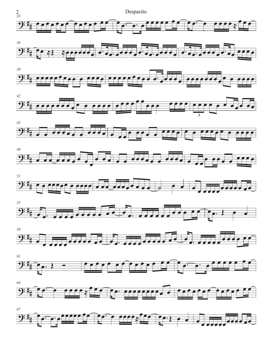 Despacito Cello Solo scores gallery preview page 2