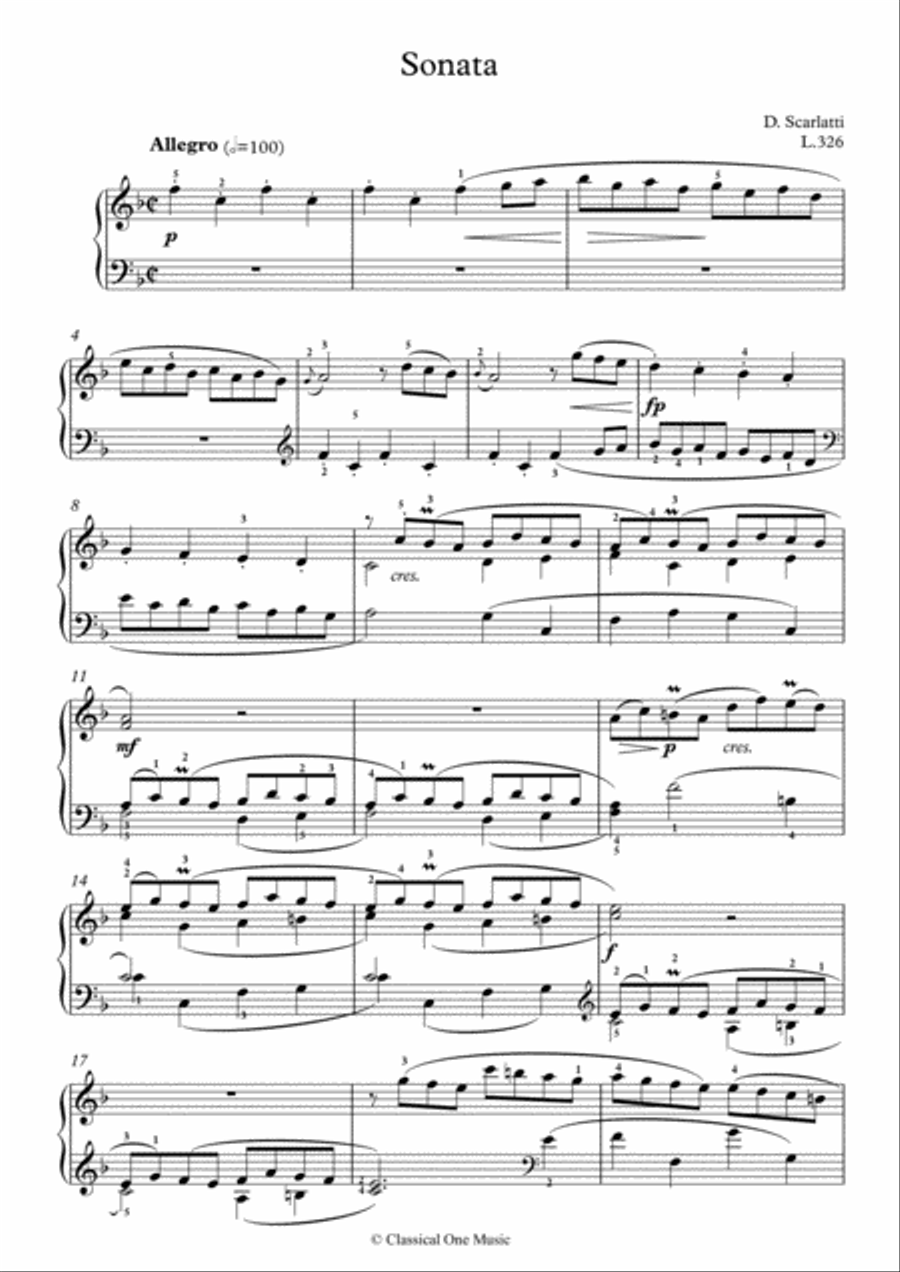 Scarlatti-Sonata in F-Major L.326 K.505(piano) Piano Solo scores gallery preview page 2