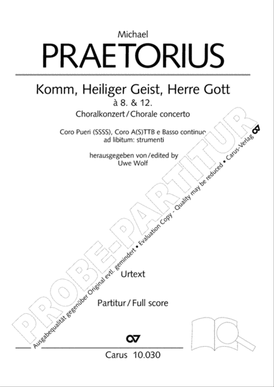 Come, Holy Ghost, God and Lord (Komm, Heiliger Geist, Herre Gott) 4-Part scores gallery preview page 2
