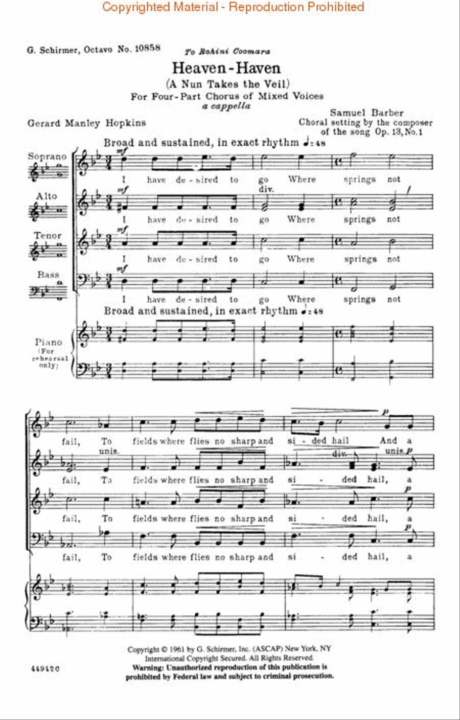 Heaven Haven Unac Nun Takes The Veil 4-Part scores gallery preview page 2