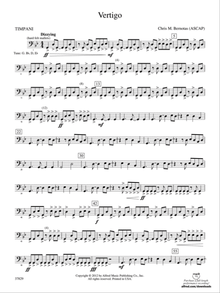Vertigo: Timpani Vertigo: Timpani Concert Band scores gallery preview page 1