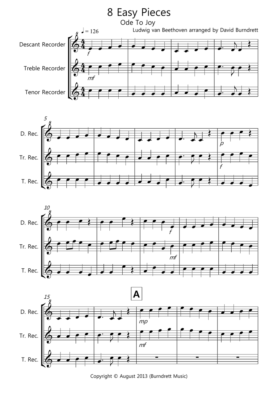 8 Easy Trios for Recorder Recorder scores gallery preview page 1