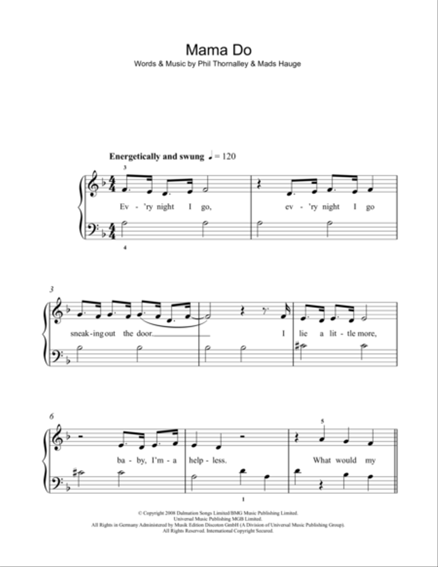 Mama Do Easy Piano scores gallery preview page 1