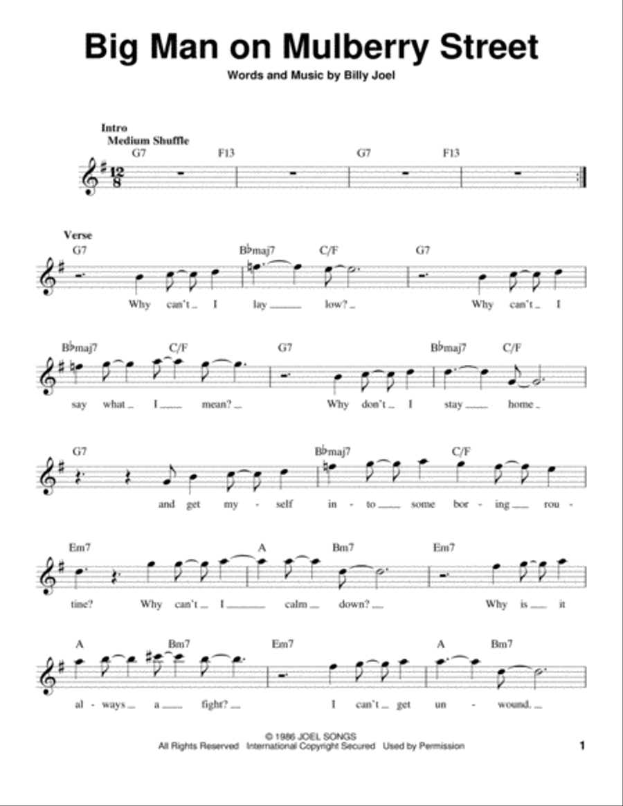 Big Man On Mulberry Street Voice scores gallery preview page 1