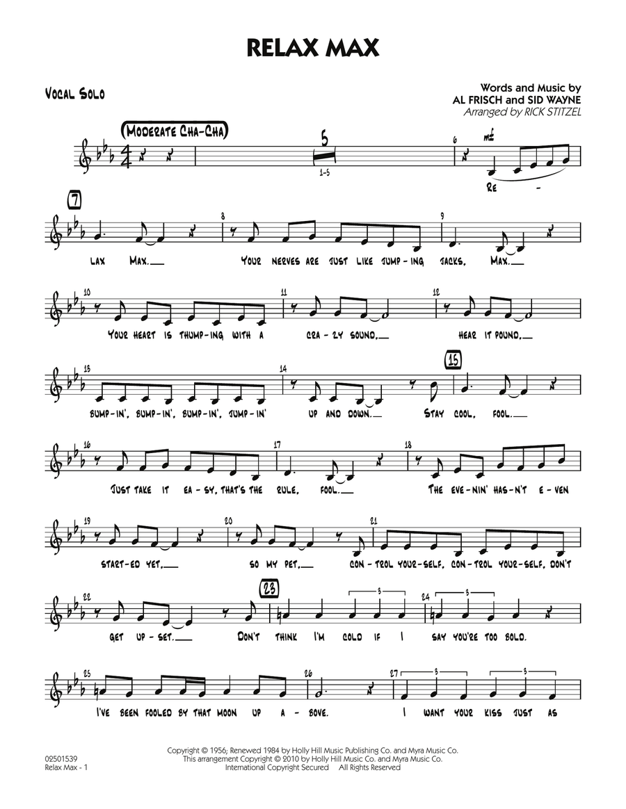 Relax Max (arr. Rick Stitzel) - Vocal Solo Jazz Ensemble scores gallery preview page 1
