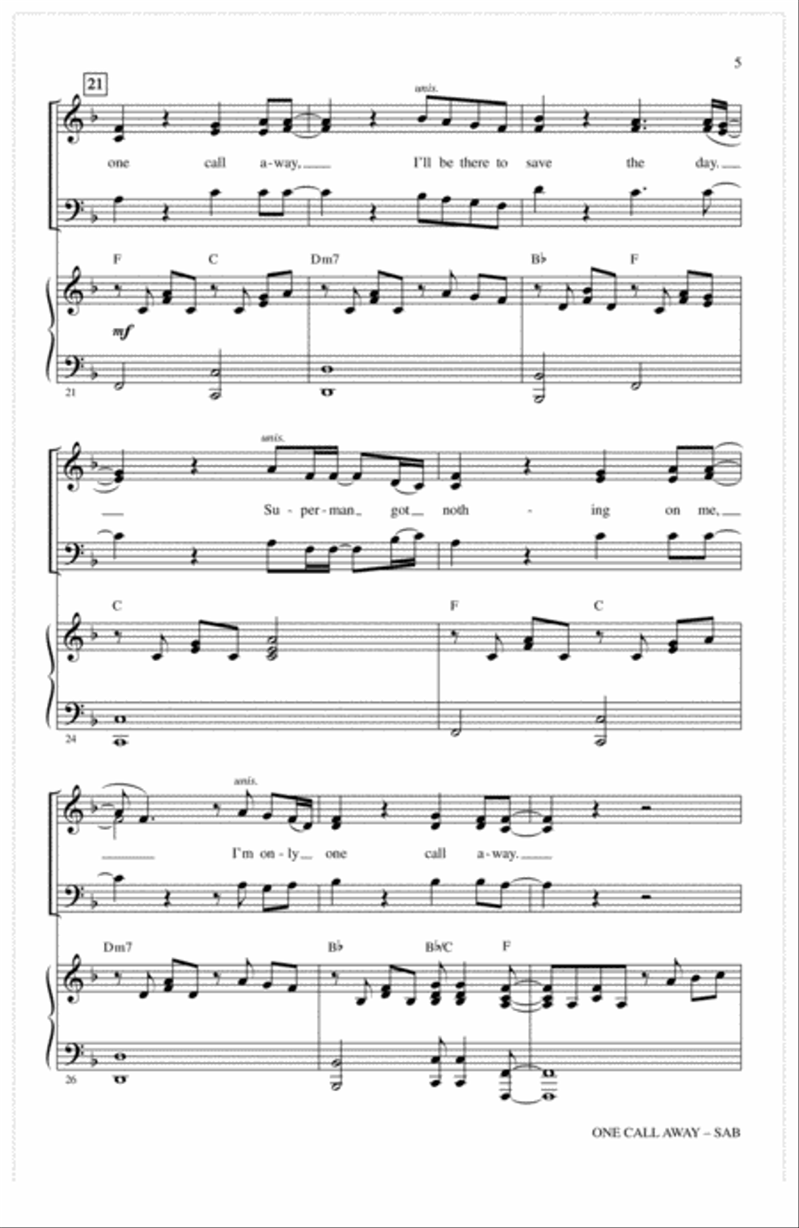 One Call Away 3-Part scores gallery preview page 4
