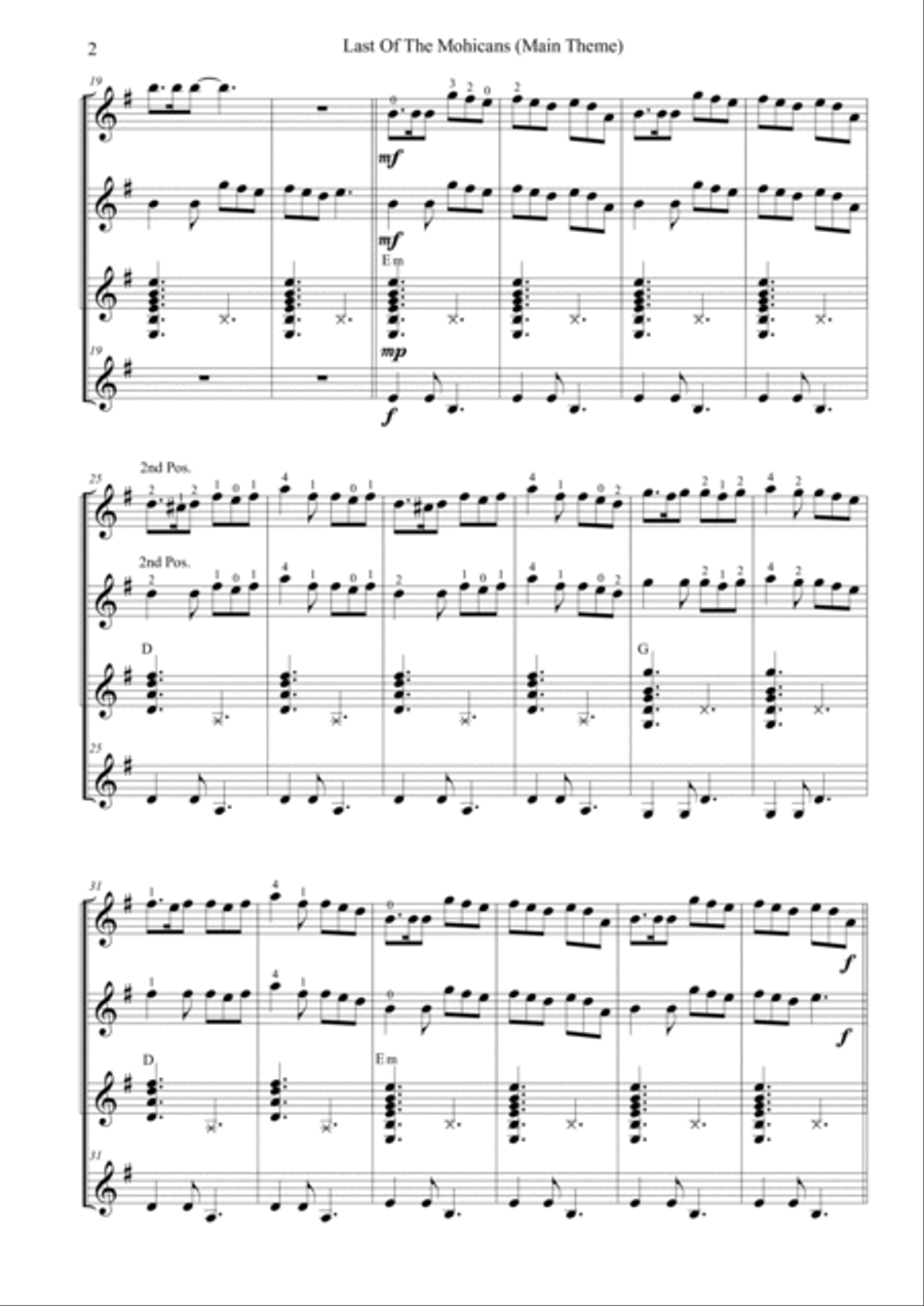 Last Of The Mohicans (Main Theme) Guitar Ensemble scores gallery preview page 2