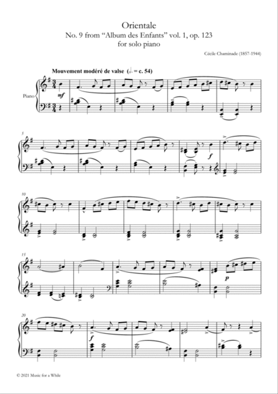 Cécile Chaminade - Orientale op. 123 no. 9 for solo piano Piano Solo scores gallery preview page 2