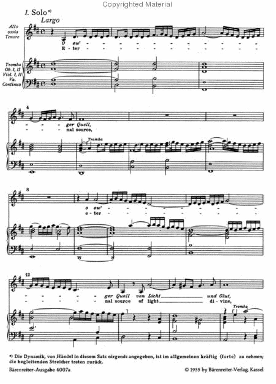 Ode for the Birthday of Queen Anne HWV 74 'Friedensode' 4-Part scores gallery preview page 2