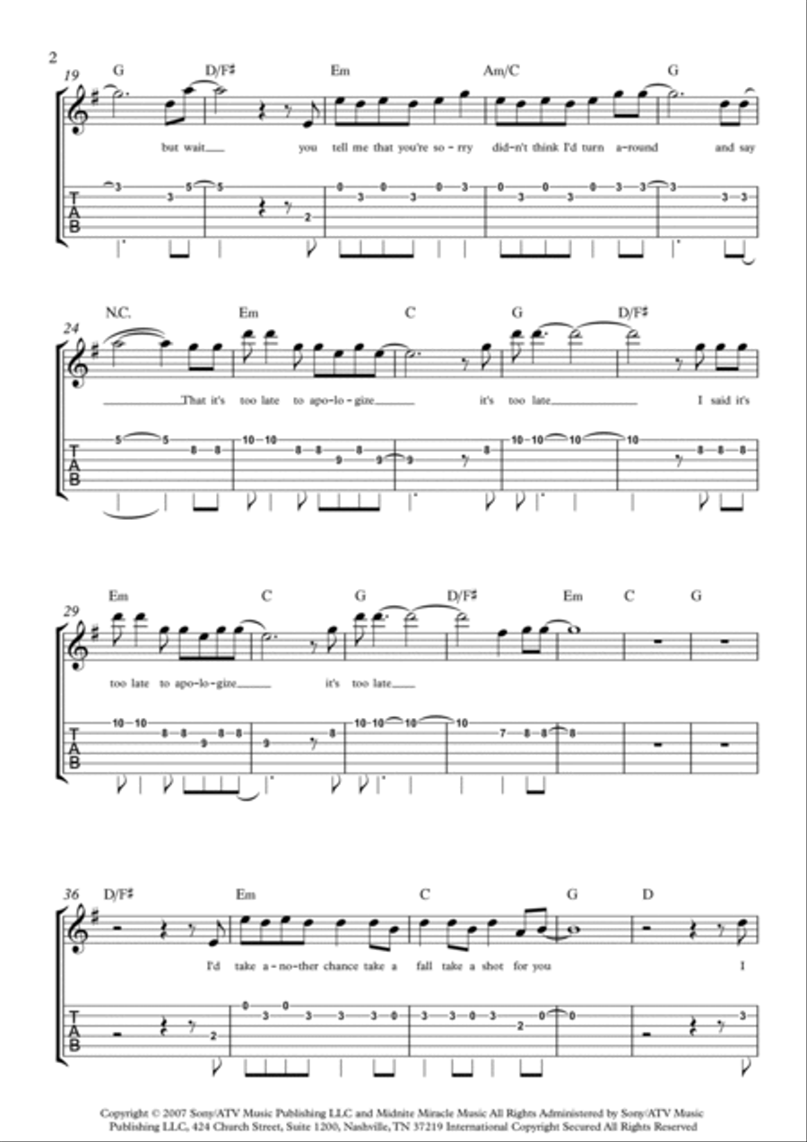 Apologize Electric Guitar scores gallery preview page 2