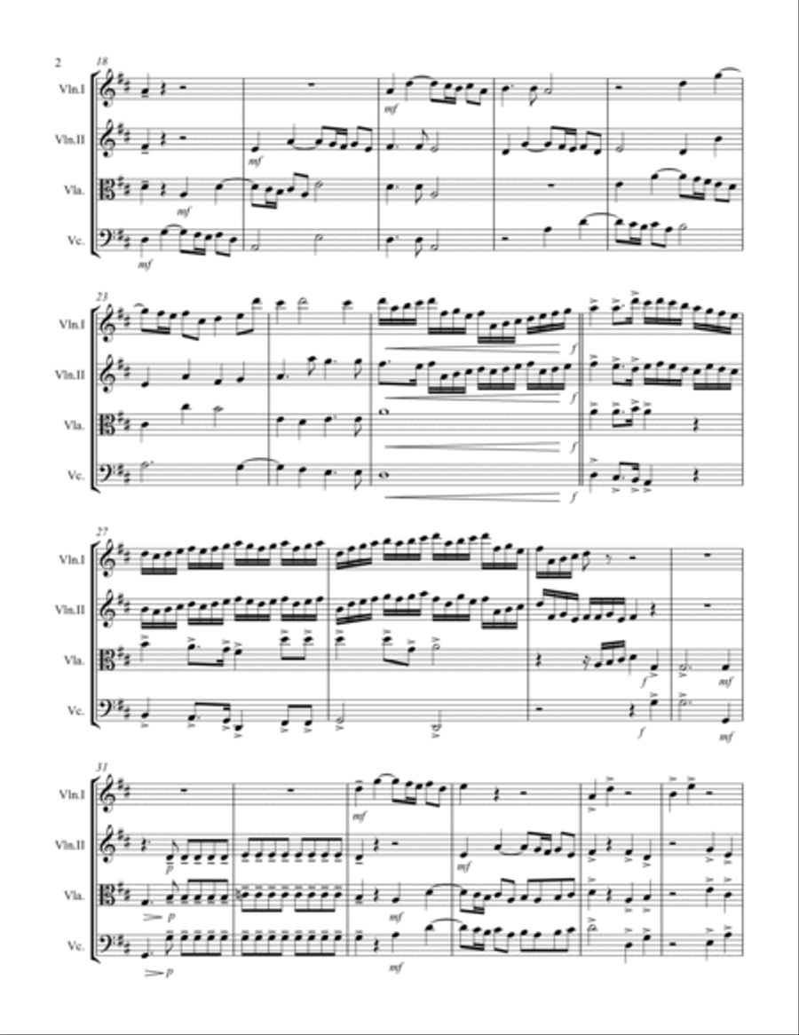 Handel – Glory to God in the Highest from Messiah (for String Quartet) String Quartet scores gallery preview page 3