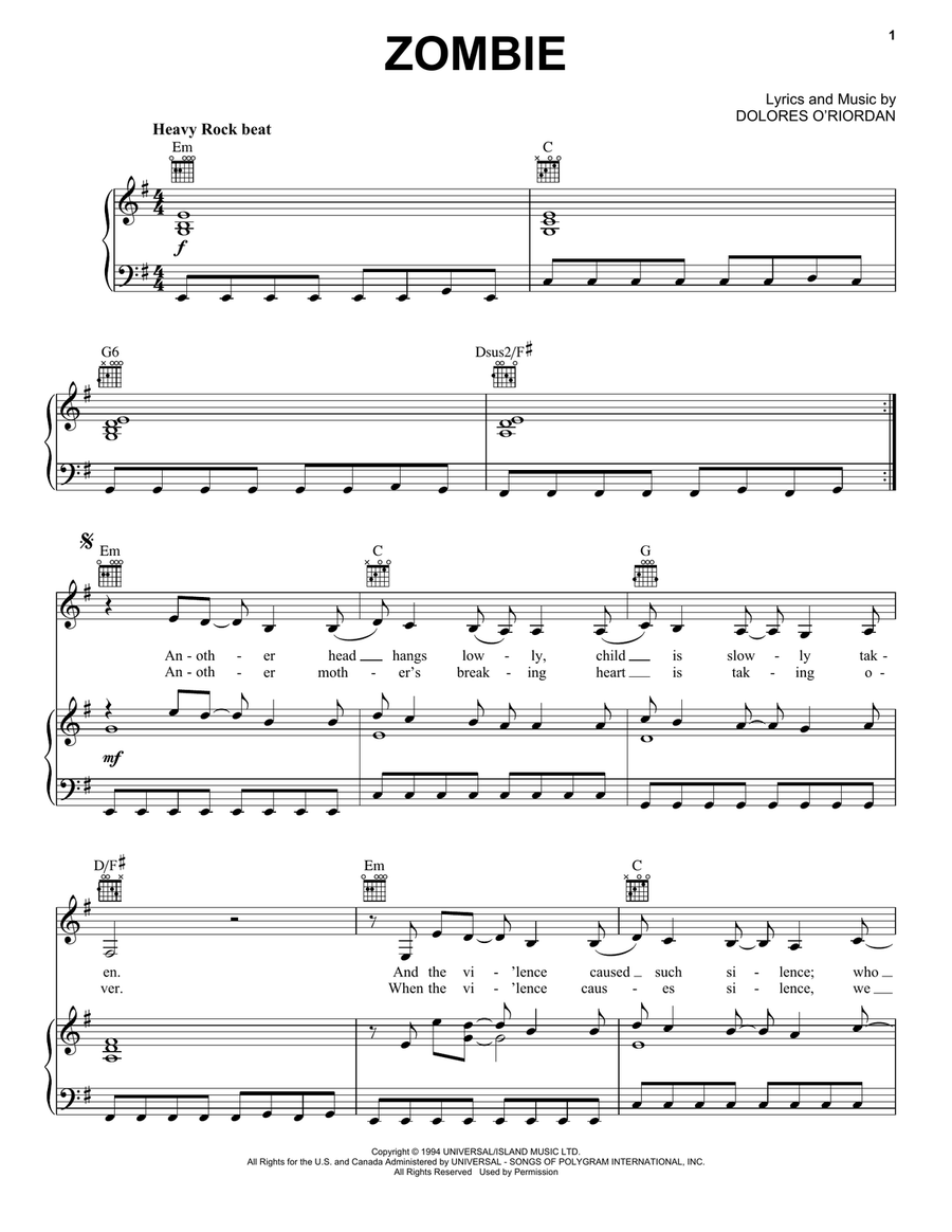 Zombie Acoustic Guitar scores gallery preview page 1