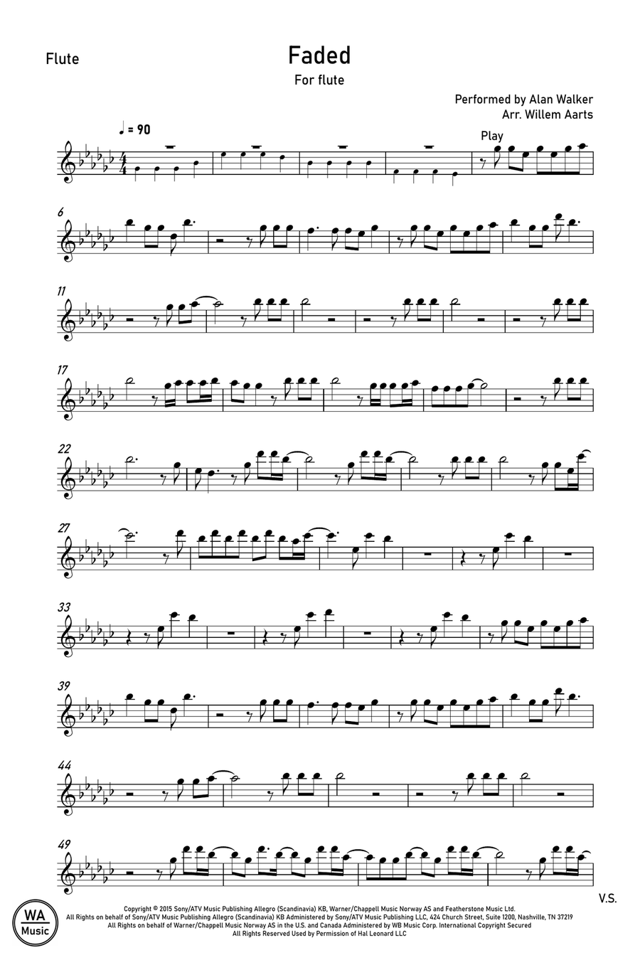 Faded Faded Flute Solo scores gallery preview page 1