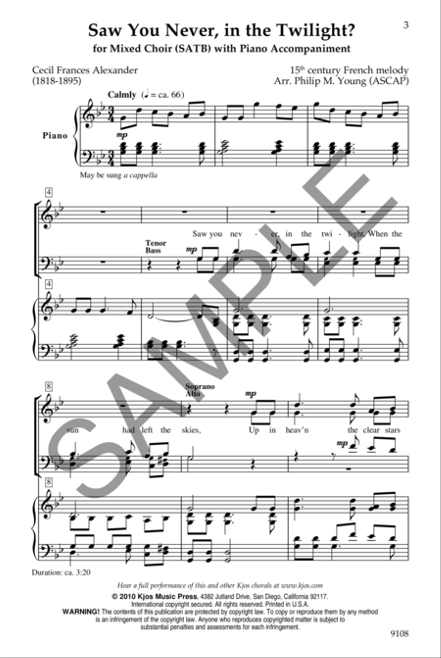 Saw You Never, in the Twilight? Choir scores gallery preview page 2