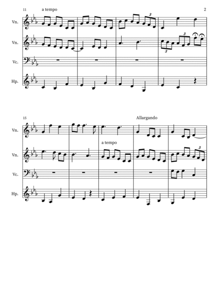Ambrosia 138 for 2 Violins, 'cello, Harp