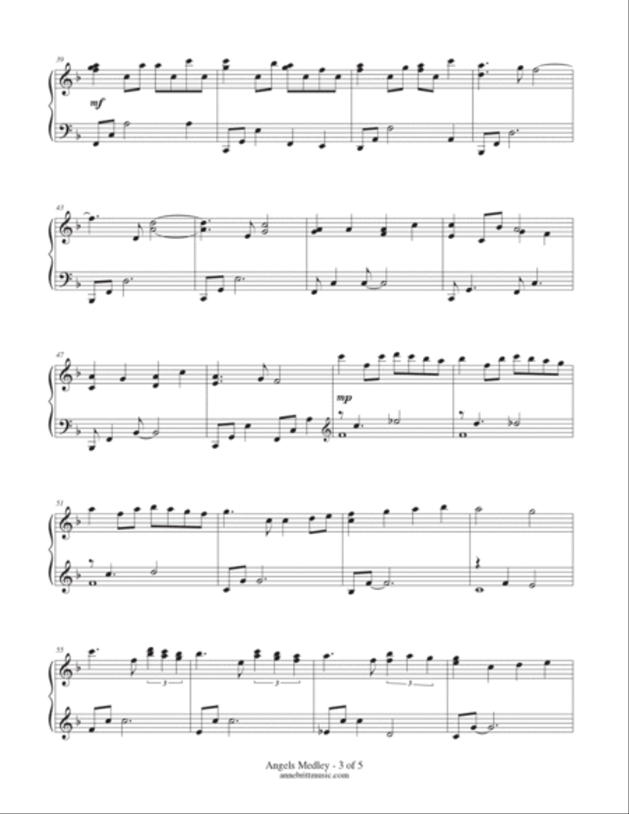 Angels Medley (Hark! The Herald Angels Sing & Angels We Have Heard on High) Piano Solo scores gallery preview page 3