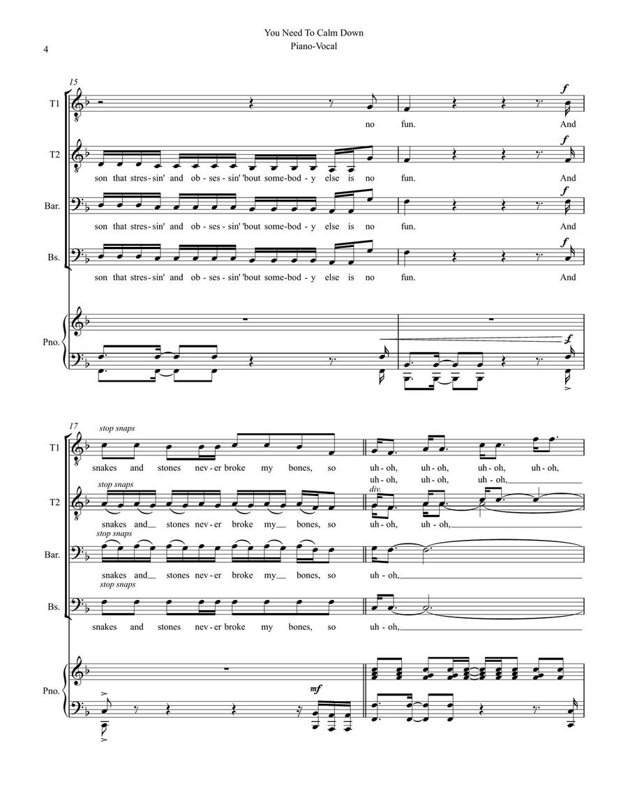 You Need To Calm Down TTBB scores gallery preview page 4