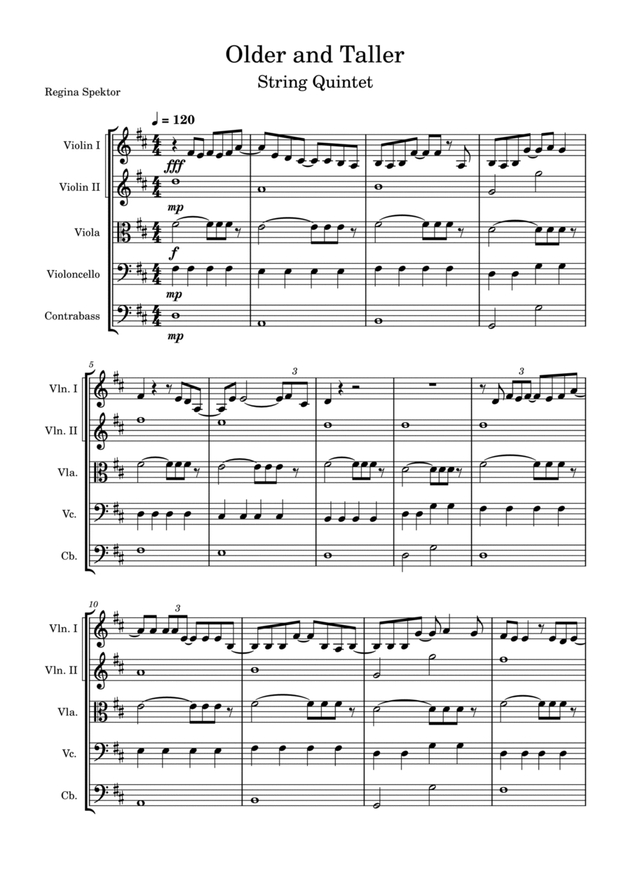 Older And Taller String Quintet scores gallery preview page 1