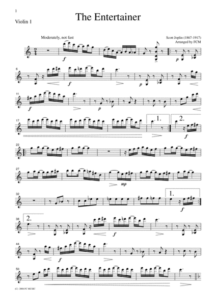 Scott Joplin The Entertainer, for string quartet, ML022