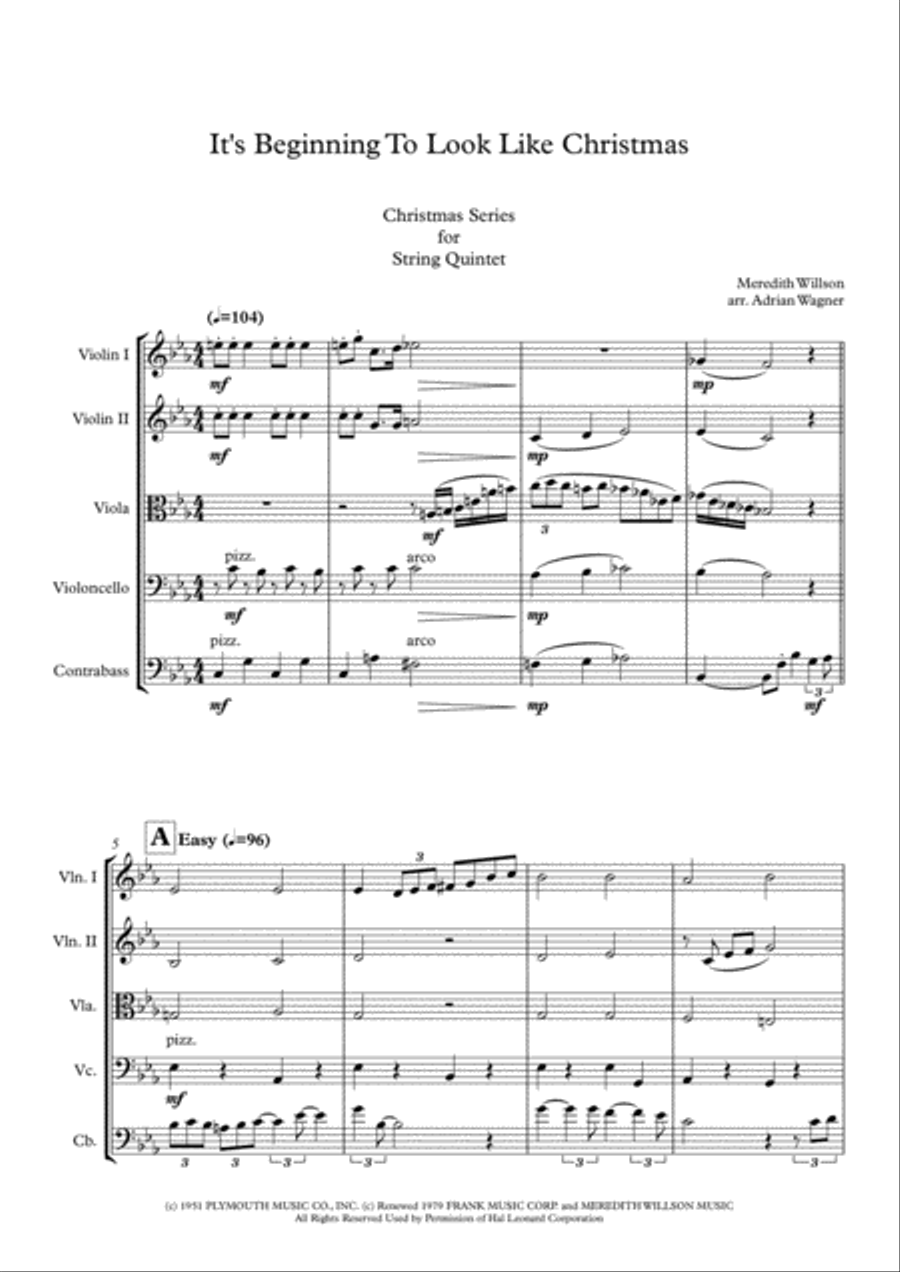It's Beginning To Look Like Christmas String Quintet scores gallery preview page 3