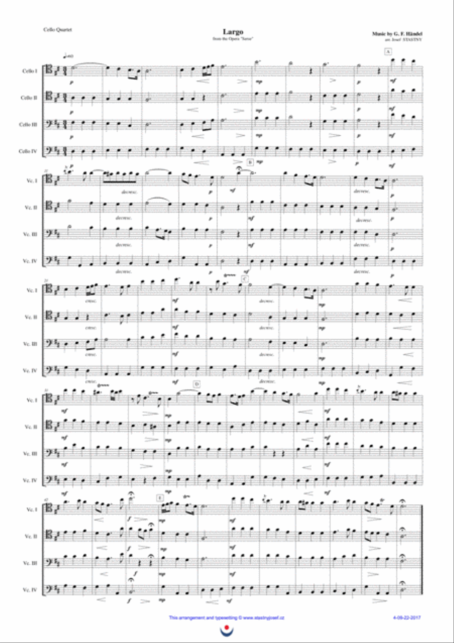 Largo (Serse) String Quartet scores gallery preview page 1