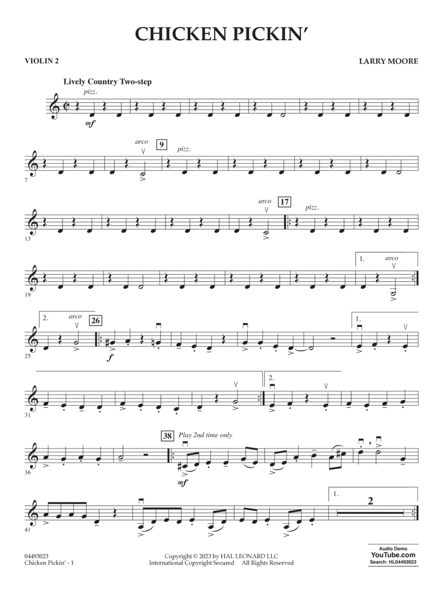 Chicken Pickin' - Violin 2 String Orchestra scores gallery preview page 1