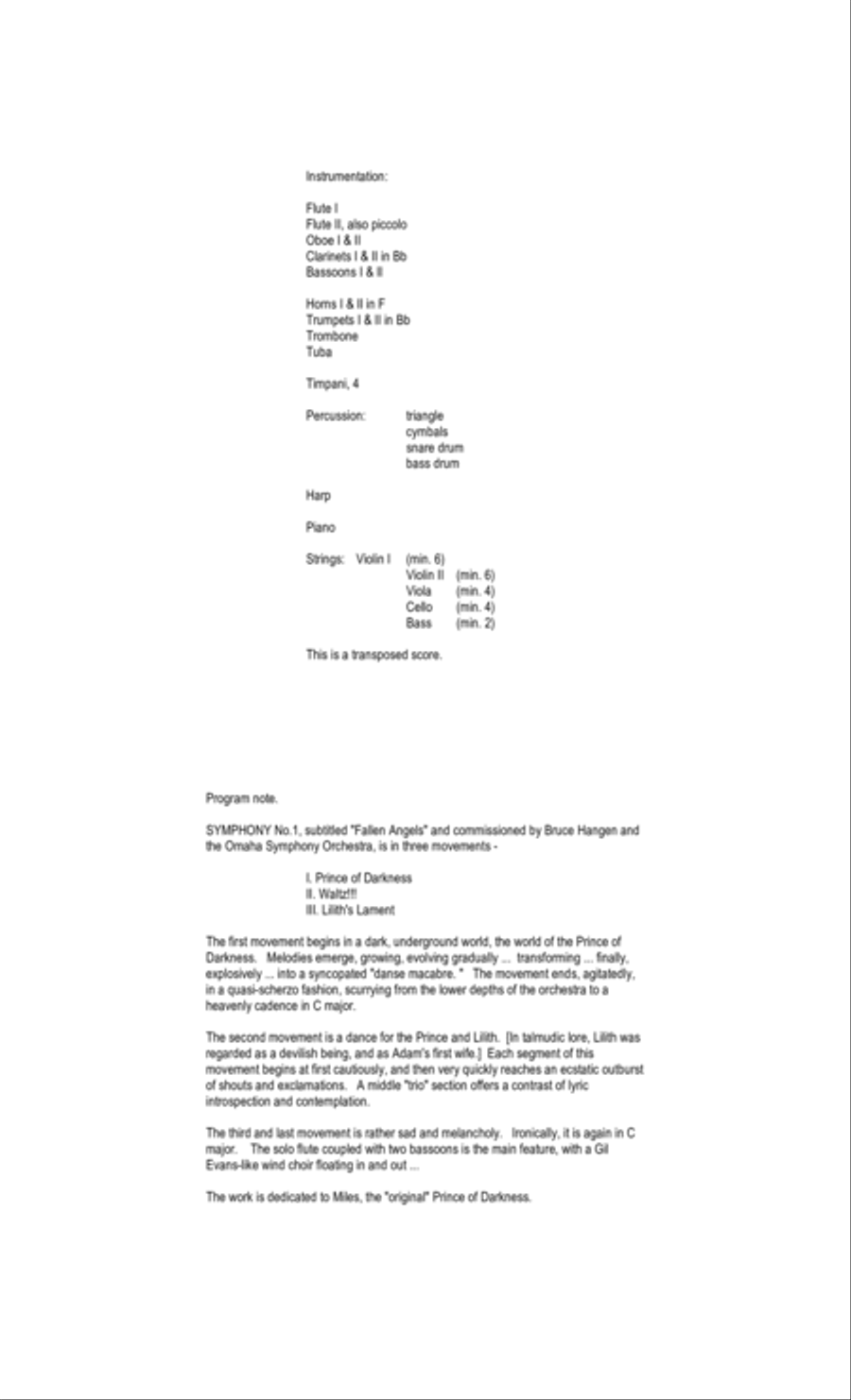 Symphony No. 1 ... Fallen Angels (1993, rev. 1995) Full Orchestra scores gallery preview page 2