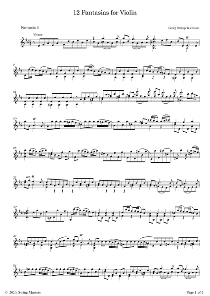 Telemann 12 Fantasias for Solo Violin, No 04