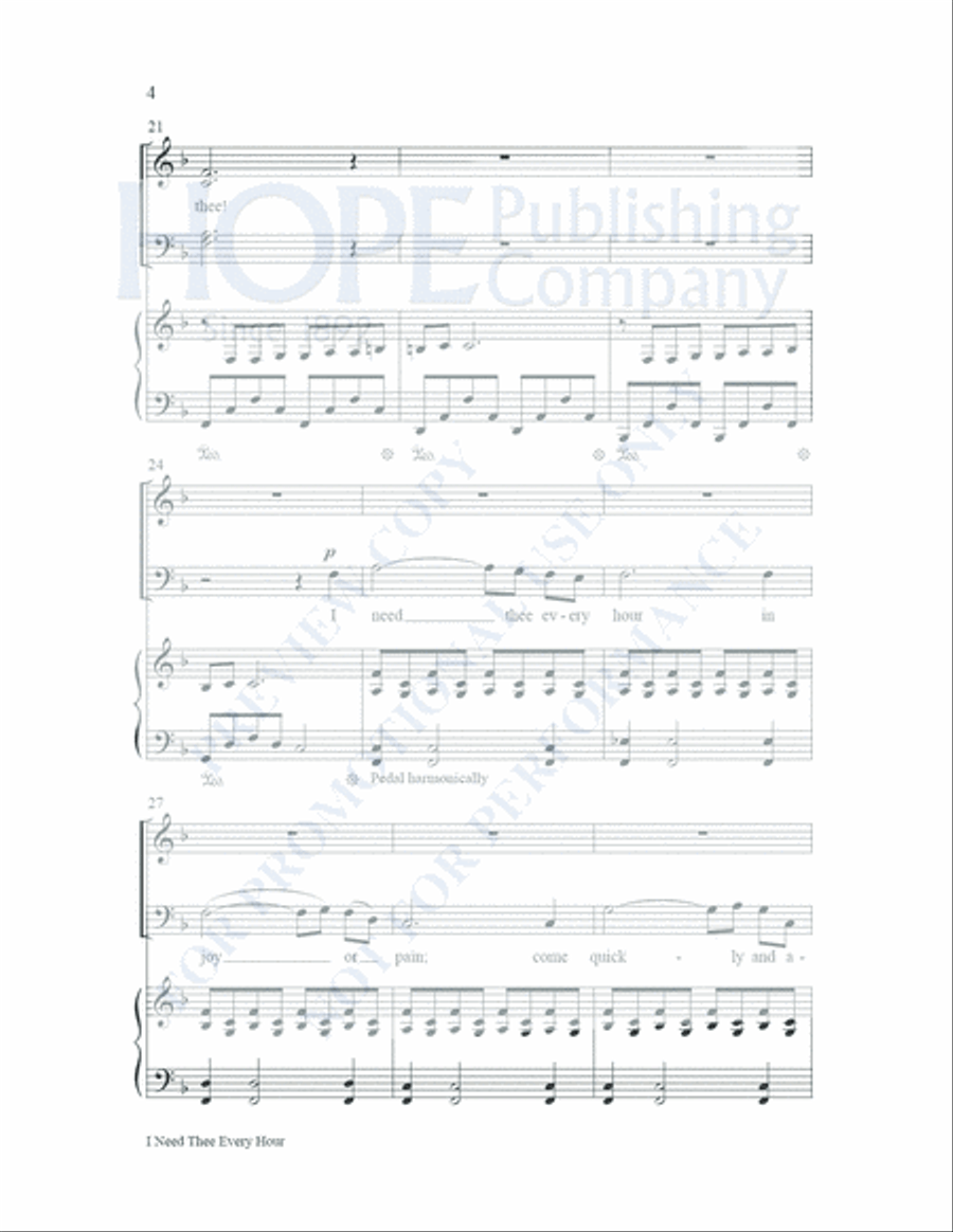 I Need Thee Every Hour 4-Part scores gallery preview page 5
