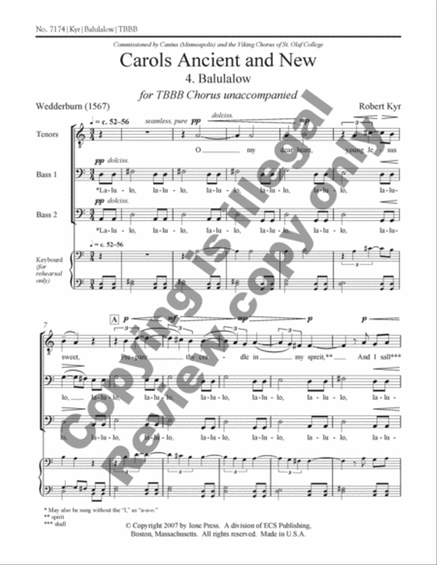 Carols Ancient and New: 4. Balulalow 4-Part scores gallery preview page 6
