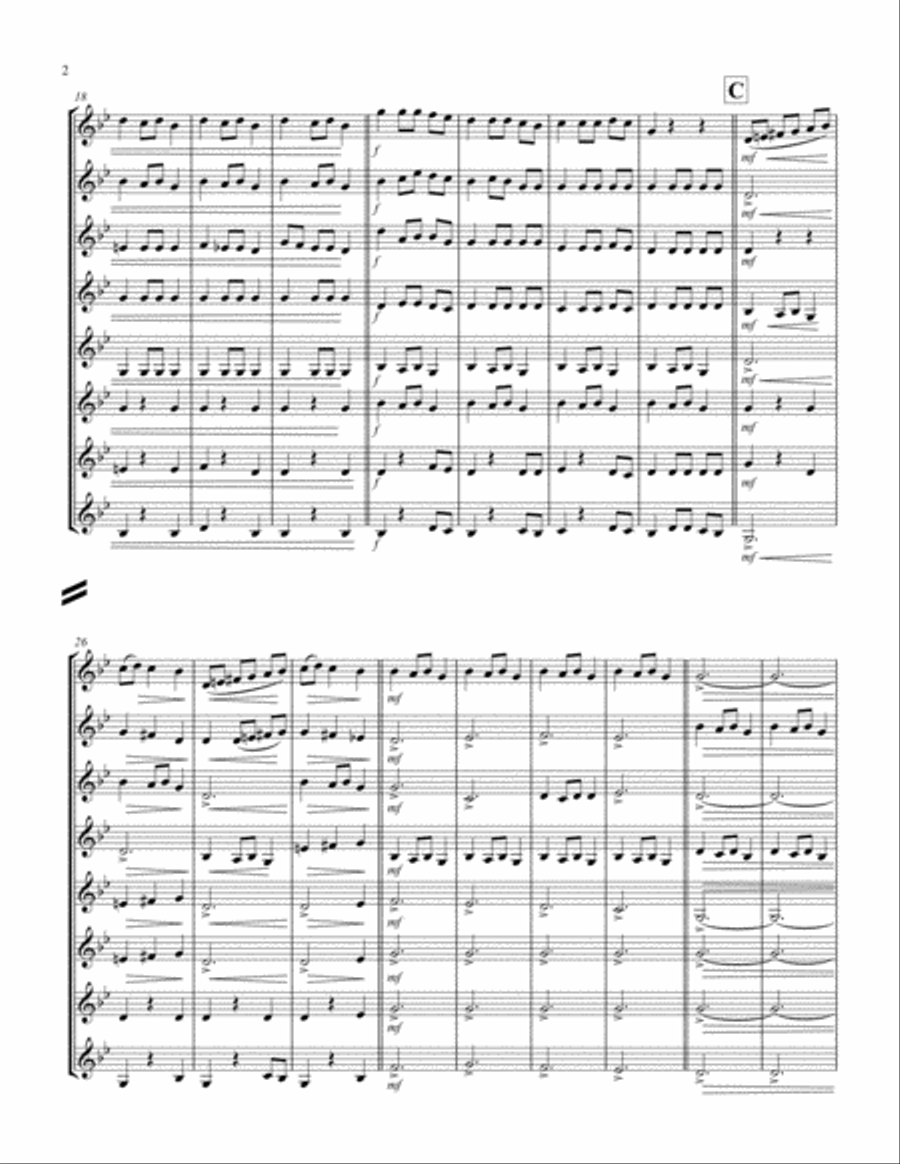 Carol of the Bells (F min) (Trumpet Octet) Brass Ensemble scores gallery preview page 2