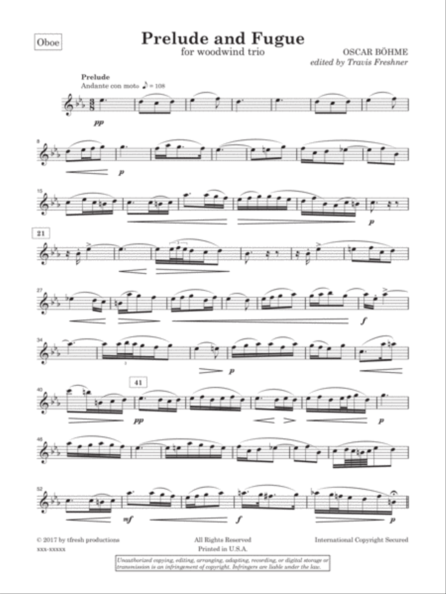 Prelude and Fugue for woodwind trio (flute, oboe, Bb clarinet) Woodwind Trio scores gallery preview page 4