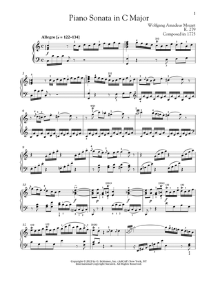 Book cover for Piano Sonata In C Major, K. 279