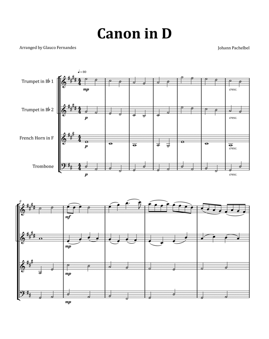 Canon by Pachelbel - Brass Quartet image number null