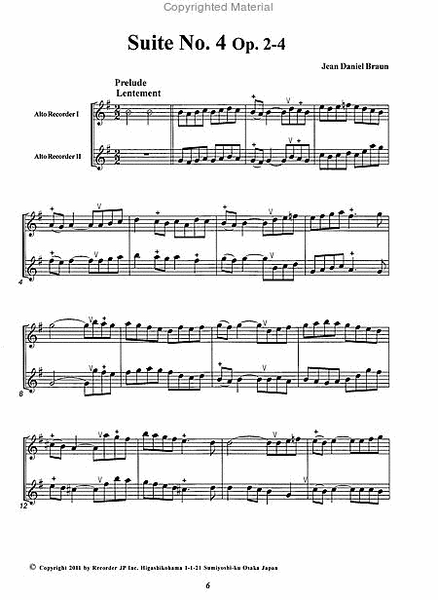 Suite for two Alto Recorders in G Major Op. 2, no. 4 image number null