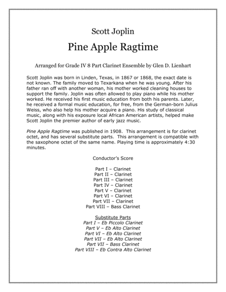 Pine Apple Ragtime (Clarinets) image number null