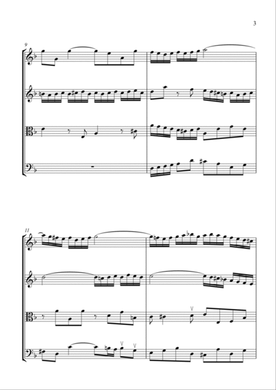 Bach: Double Violin Concerto in D Minor BWV 1043 (1st Movement) for String Quartet - Score and Parts String Quartet scores gallery preview page 3