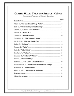 Classic Waltz Trios for Strings - Cello A