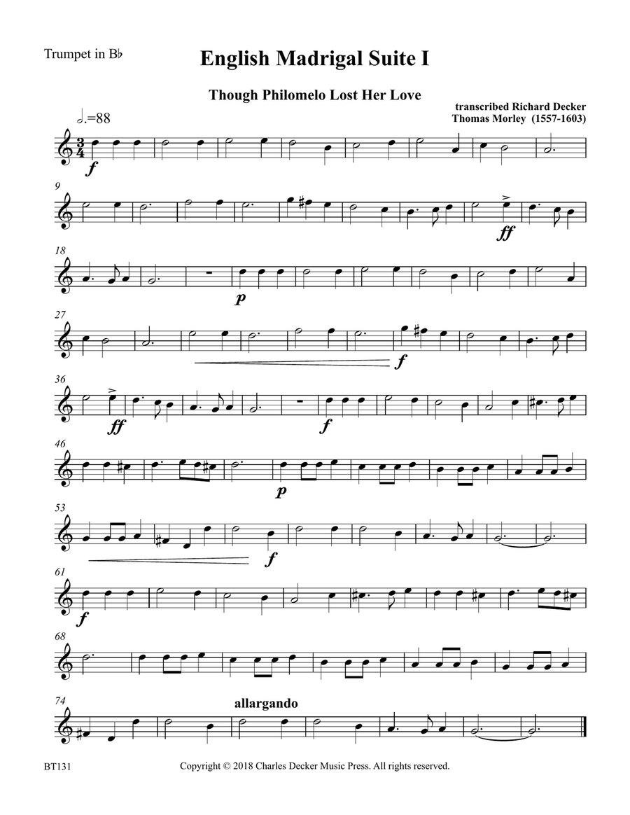 English Madrigal Suite I for Brass Trio Choir scores gallery preview page 5