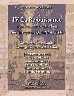 La Rejouissance from Royal Fireworks Music (for Saxophone Quintet AATTB)