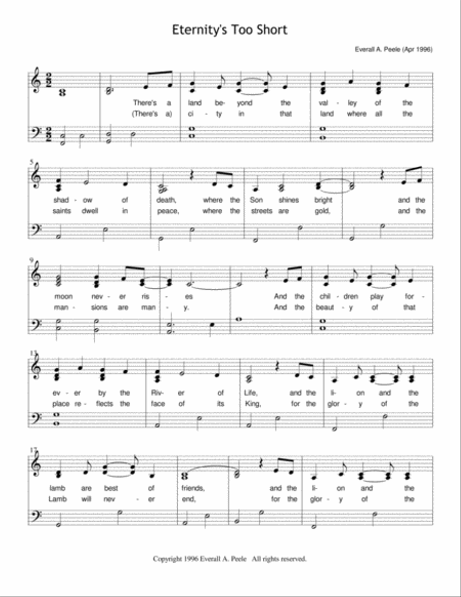 Eternity's Too Short Eternity's Too Short Voice scores gallery preview page 1
