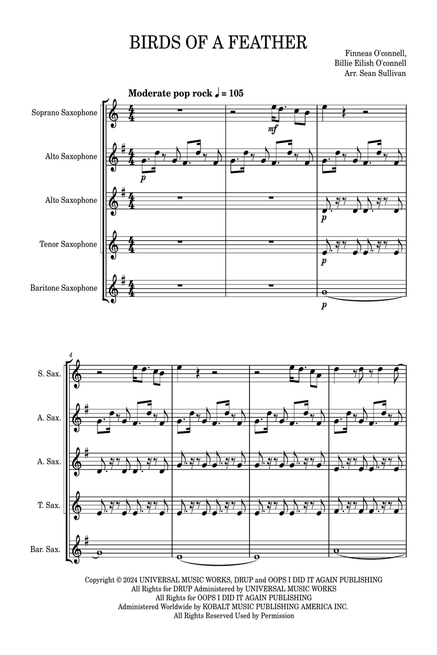Birds Of A Feather Saxophone Quintet scores gallery preview page 2