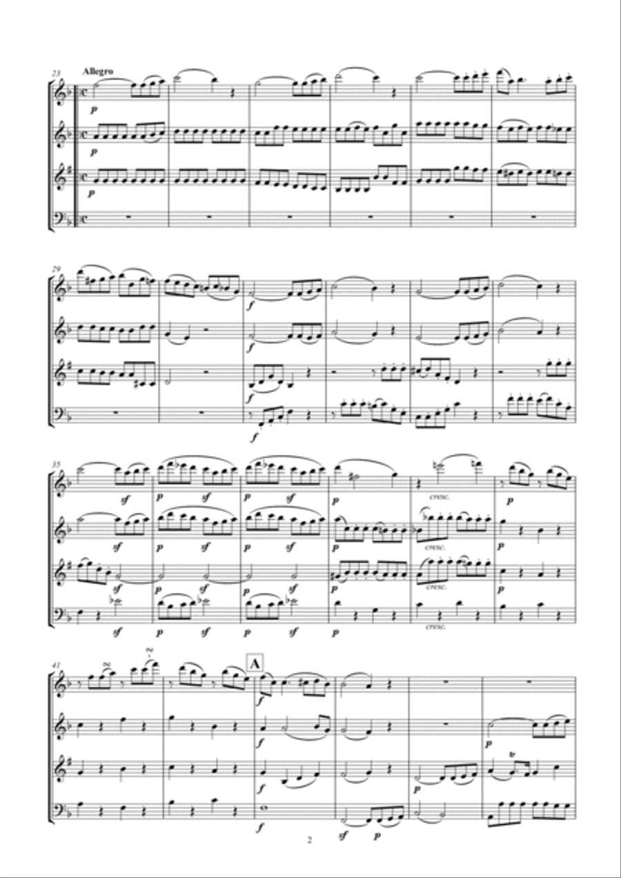 Mozart Quartet K465 (Dissonance) Woodwind Quartet scores gallery preview page 2
