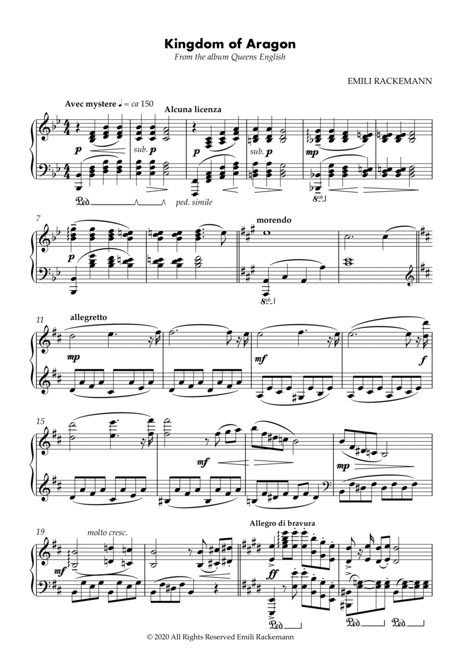 Kingdom of Aragon Piano Solo scores gallery preview page 1