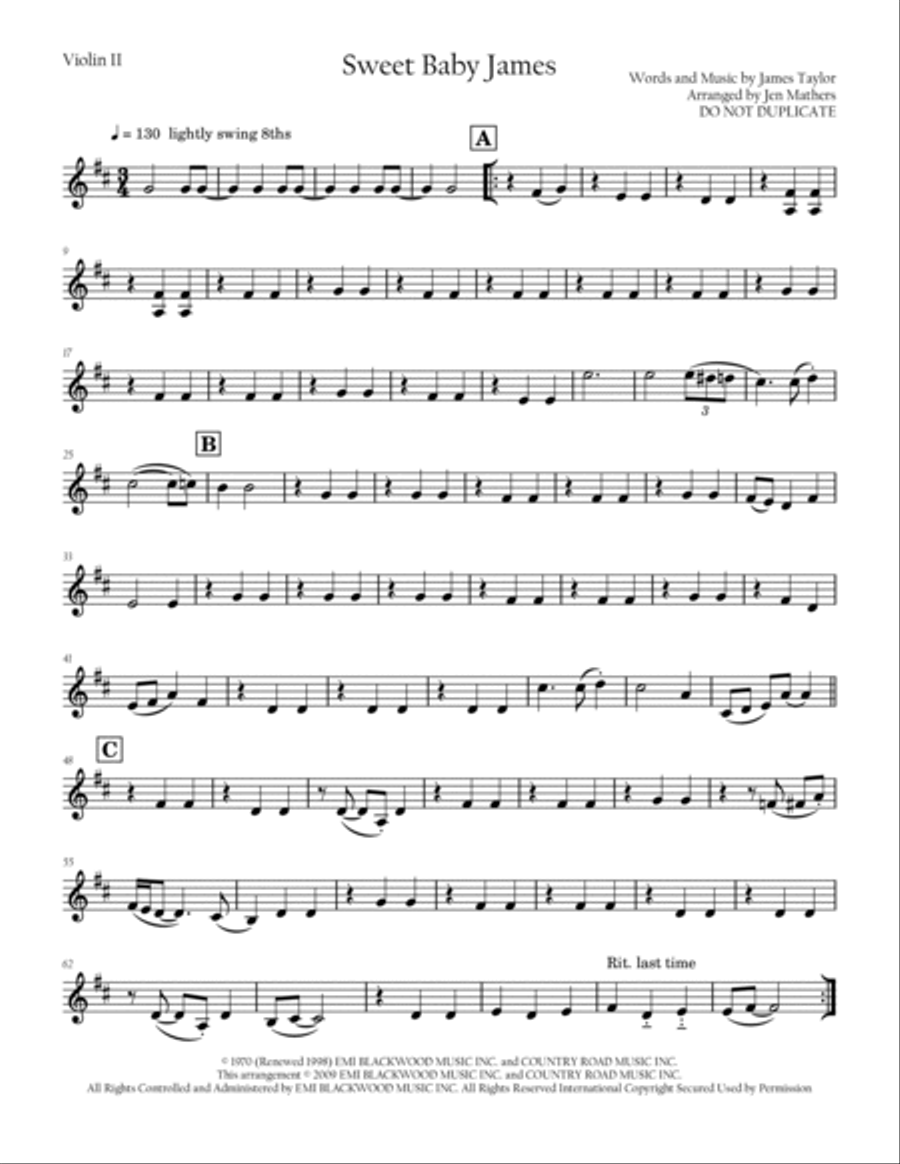 Sweet Baby James String Quartet scores gallery preview page 2