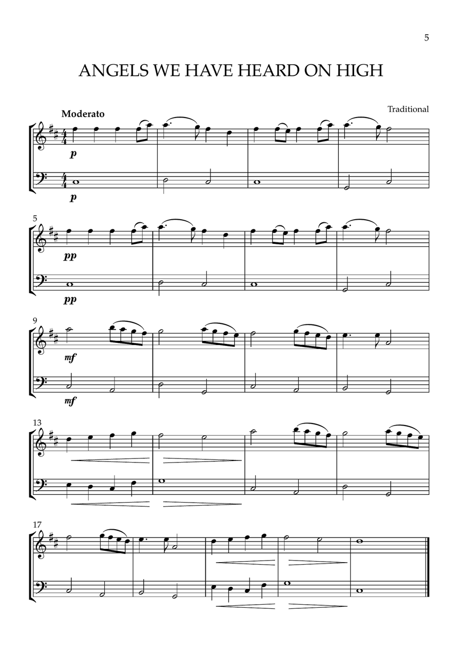 8 EASY CHRISTMAS SONGS for Trumpet in Bb and Cello Trumpet Duet scores gallery preview page 5