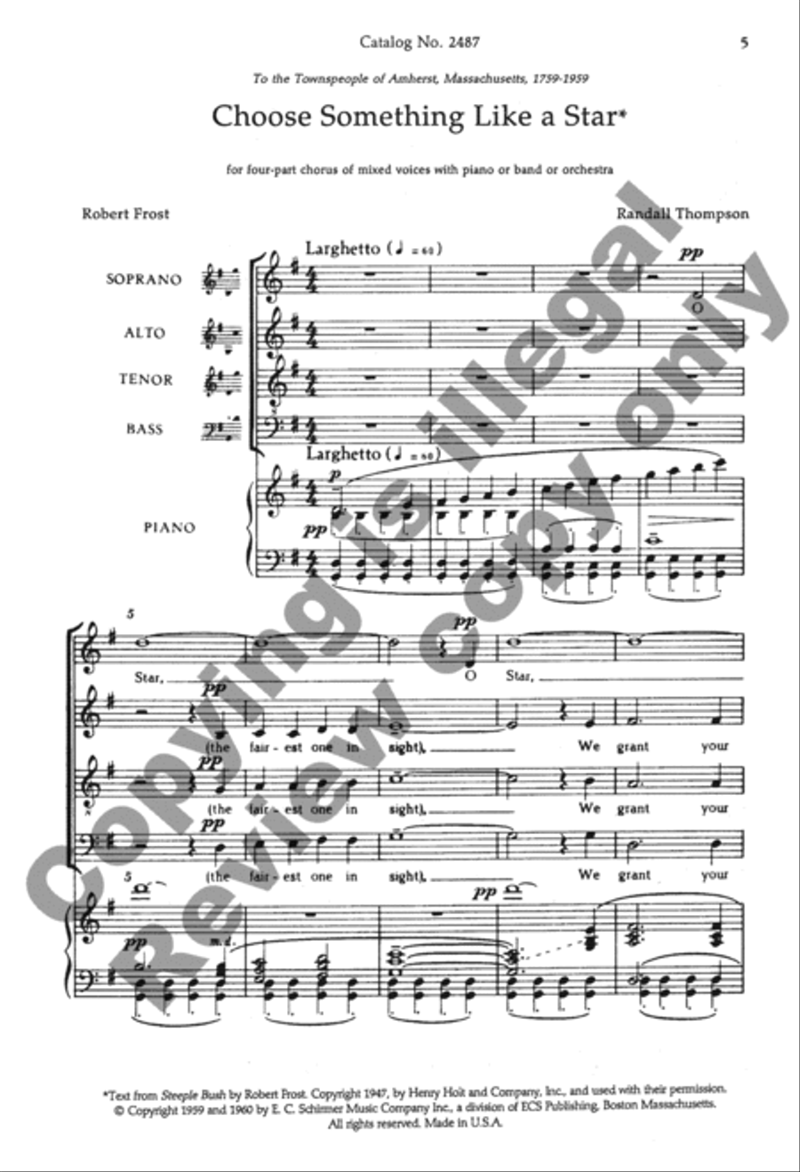 Choose Something Like A Star - SATB - From "Frostiana" image number null