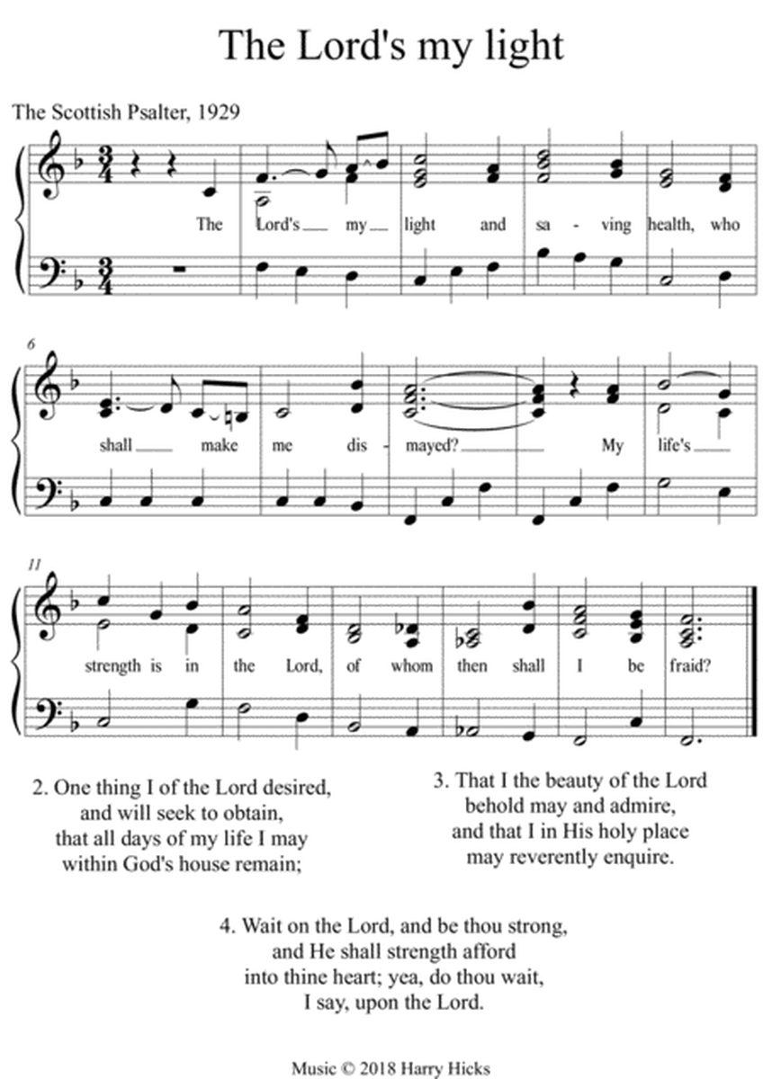 The Lord's my light and saving health. A new tune to a wonderful old hymn.