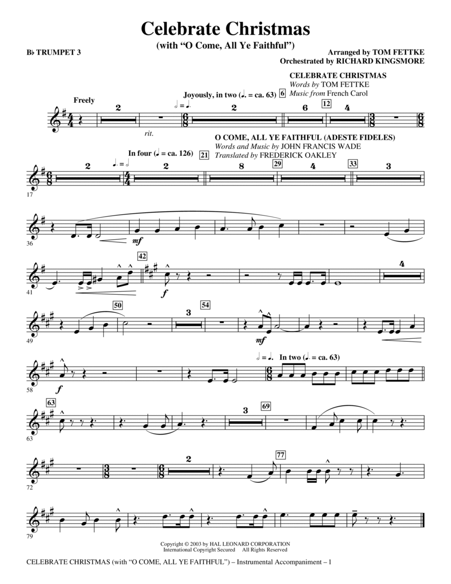 Celebrate Christmas (with O Come, All Ye Faithful) - Bb Trumpet 3