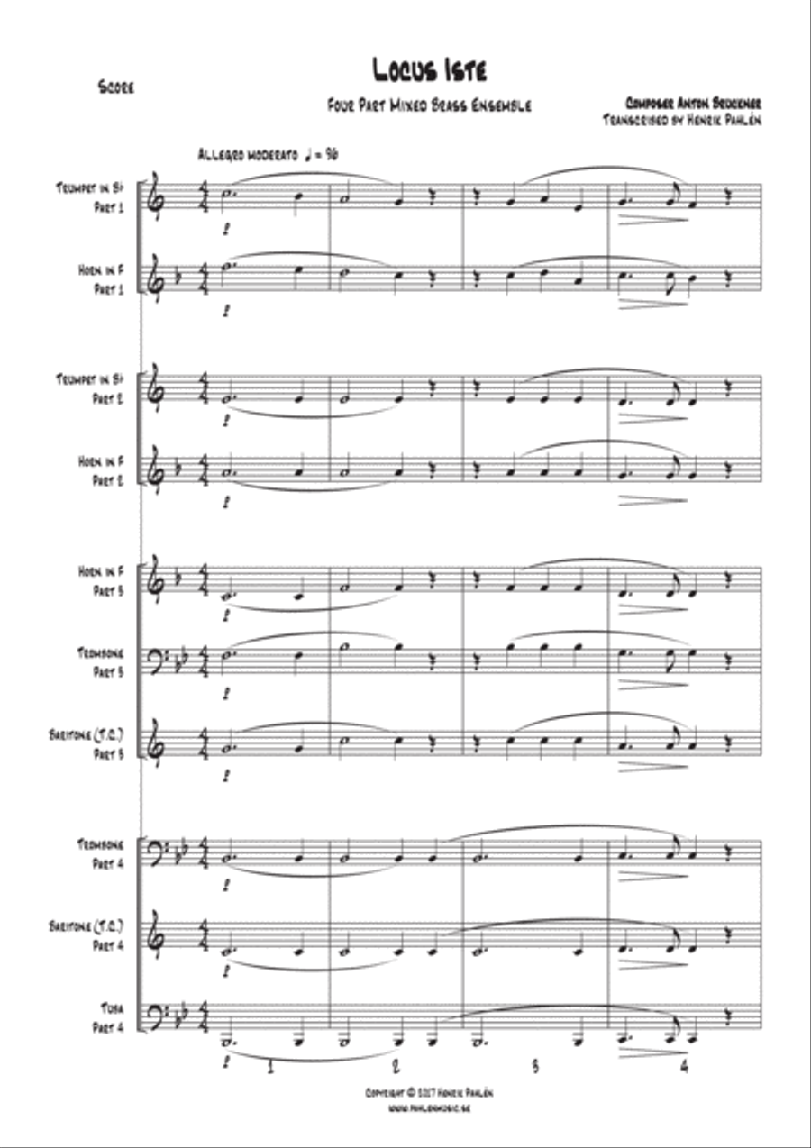Locus Iste for Brass Ensemble Brass Ensemble scores gallery preview page 2